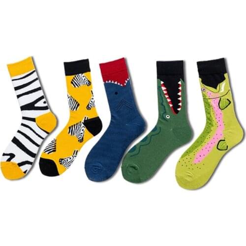 Funny /Novelty Women/men Socks Cotton Comfortable Breathable Socks for Couple Crocodile Zebra Creative Pattern Spring Autumn