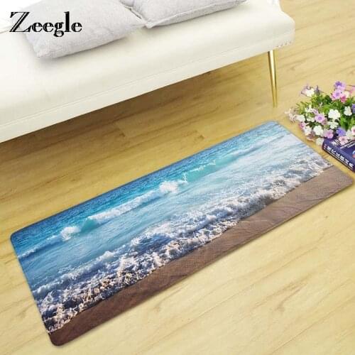 Zeegle Doormat Carpet For Living Room Floor Mat Beach Pattern Bedroom Rug Non-slip Bath Mat Entrance Decor Floor Mat