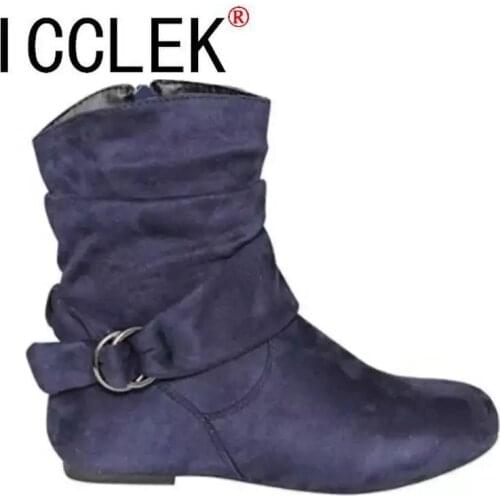 2021 Winter New Female Comfort Cartoon Leather Button Casual Flat Ankle Boots - 6 Black Women Boots Ankle Size 43 Womens Shoes