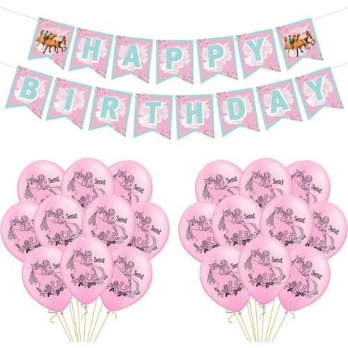 Spirit Riding Horse Balloons Cartoon Forest Animal Farm Pet Latex Ballons Happy Birthday Banner Party Decorations Girl Kids Toy