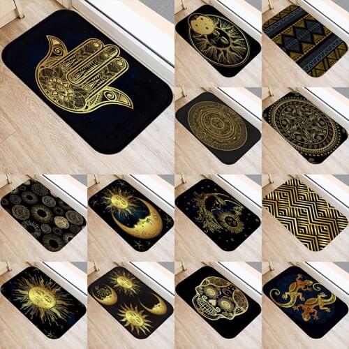 Golden Printed Kitchen Entrance Door Mat 40*60 cm Coral Velvet Carpet Doormat Colorful Indoor Floor Mats Anti-Slip Rug 48014
