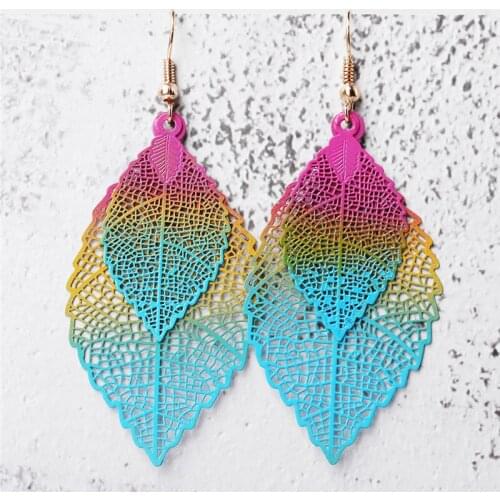 2020 Fashion Bohemian Long Earrings Unique Natural Real Leaf Big Earrings For Women Jewelry Gift Oorbellen Pendientes Mujer Mod