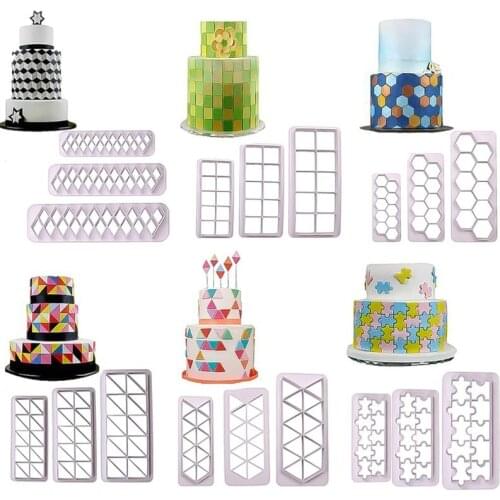 3pcs/set Stone Tree Bark Shape Embossed Bake Tool Fondant Cake Cupcake Decorating DIY Mold Tools Bakeware Cake Moulds