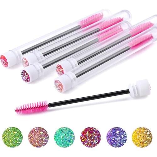 5 Pcs Replaceable Eyelash Brush for Eyelash Extension Separate Tube Design Charming Diamond Bottom Acrylic Beauty Make up Tools