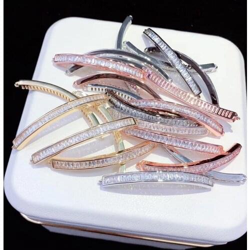 6PCS ZYZ-B9620 Micro Pave CZ zircon curved bar connectors for women bracelet