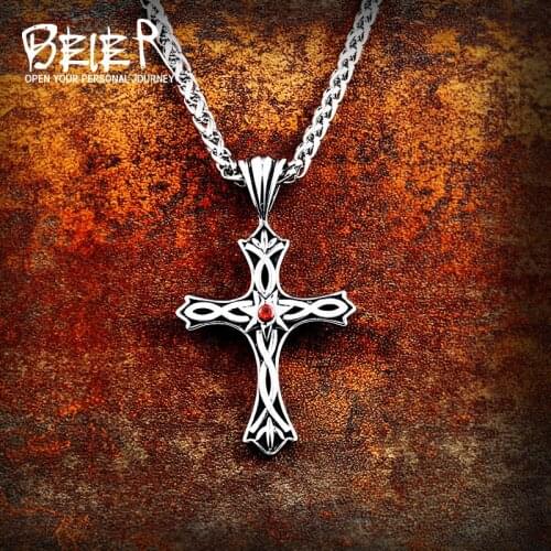 Beier 316L stainless steel Gothic Style Cross viking necklace Pendant For Man And Woman Personality fashion Jewelry LP463