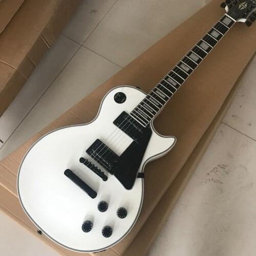 Free delivery, ebony fingerboard, white electric guitar, black hardware Electric guitar , high quality electric guitar