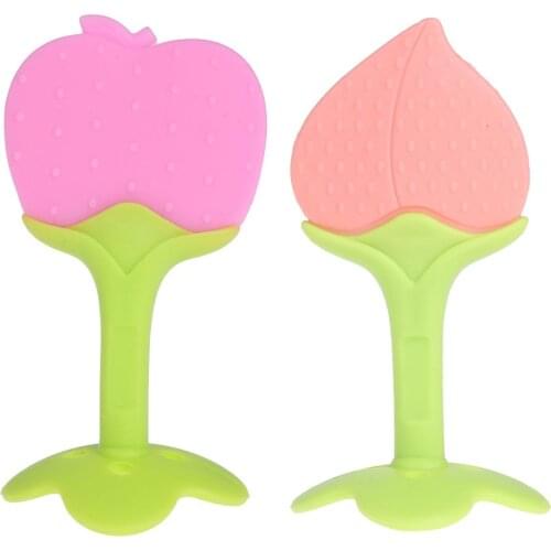 Safe And Harmless Silicone Baby Gutta Percha Cute Baby Molars Bar Newborn Molars Colorful Fruit Modeling Teeth Training Tool