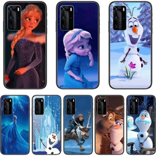 Phone Case Disney Frozon Elsa Olaf Phone Case For Huawei P 40 30 20 10 Lite Smart Z Pro Black Etui Coque Painting Hoesjes comic