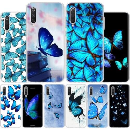 Blue Butterfly Beautiful Wing Cover Phone Case For Xiaomi Note 10 Mi 11 9 8 CC9 5X 6X 9T 10T A3 Poco X3 NFC F1 Pro Lite + Coque