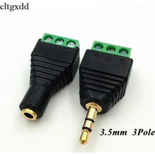Cltgxdd 1Pair Gold Plated 3.5mm 1/8 Inch Stereo Male and Female Jack to AV Screw Video AV Balun Terminal Plug Connector,3 Pole