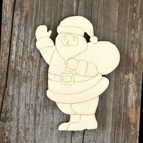 Wooden Farther Christmas with Sack Comic Shapes Plywood Xmas Decoration