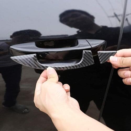 For Volkswagen Touareg 2011-2018 Soft Carbon Fiber 3D Sticker Car Door Handle Trim Cover Exterior Accessories 8pcs