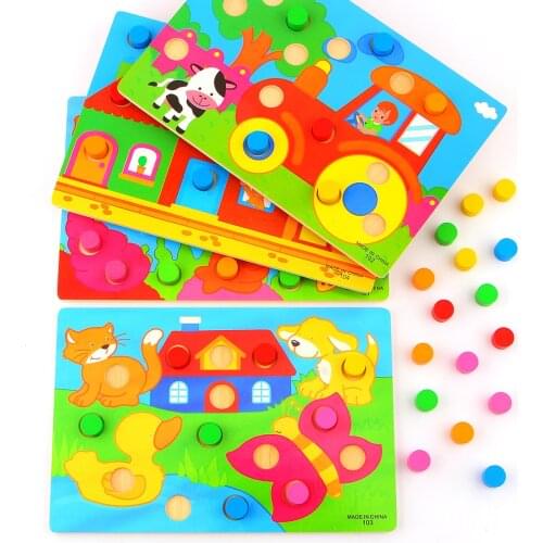 Color Cognition Board Montessori Educational Toys For Children Wooden Toy Jigsaw Early Learning Color Match Game B0989