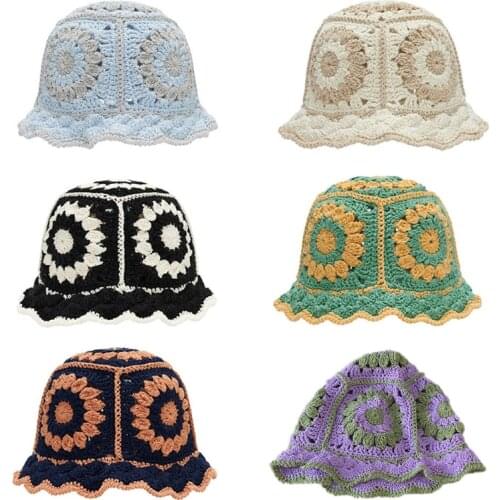 Hand-Knitted Hats with Multiple Color Options Fisherman hat Girl Summer Hollowing Out Caps Female Elegant