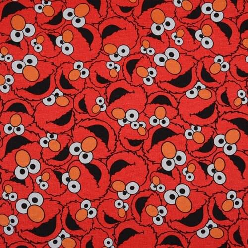 Good Red Cartoon Canvas Cotton Fabric for Bag Sesame Street Printing Canvas Fabric For Sofa Sewing Material Diy Shoes/TableCloth