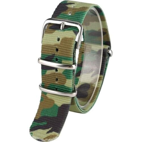22mm Camouflage Bracelet Outdoor Replacement Nylon Fabric Canvas Sport Soft Watch Strap Replacement Band Army Green Watchband