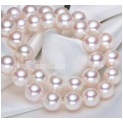Classic huge AAAA11-12mm round south sea white pearl necklace 18inch 925s