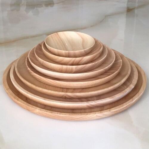 The Circular Plate Wood Color Wooden Plate High-Grade Snacks Wooden Dish Spot dinnerware set