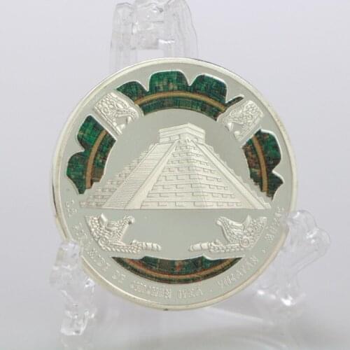 Mexico Mayan Pyramid Silver Coin Commemorative Collectible Coin Gift Challenge Coin