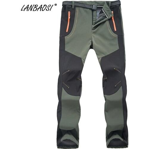 Mens Winter Outdoor Sports Thermal Fleece Lined Warm Windproof Waterproof Knee Pad Hiking Climbing Ski Snowboard Pants Trousers