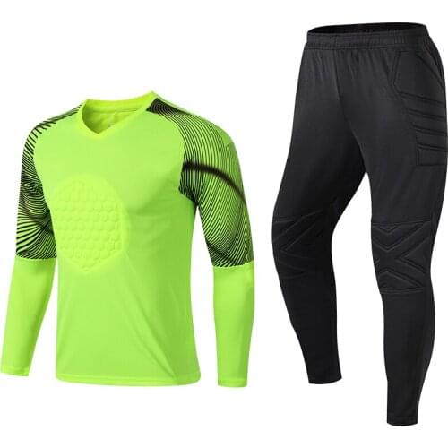 Men Women Soccer Goalkeeper Jerseys Chest Elbow Knee Football Set Goal Keeper Uniform Suit Training Pants Shirts Custom Printing