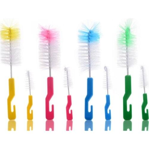 Baby Bottle Brushes Nipple Nylon Bristles Plastic Straight Shank Cleaning Set Cup Brush Bottle Brush Bottle Feeding clean