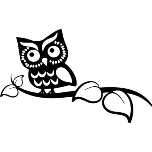 Owl Cartoon Pattern Car Decals High Quality Car Window Decoration Personality Pvc Waterproof Decals Black/white, 17cm*11cm