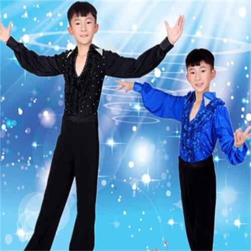 New boy dance set children Latin dance clothes childrens dance clothing practice clothes shirt + pants