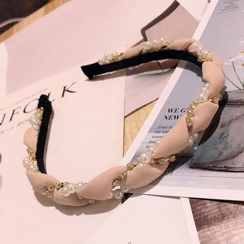 Fashion Luxurious Pearls Rhinestone Hair Hoop Headband Band Hair Gauze For Women Accessories Girls Hair Hairband K6L6