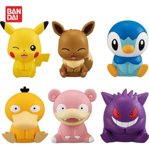 Bandai Genuine Gacha Pokemon Pikachu Eevee Charmander Bulbasaur Action Figure Model Toys Collectible Anime Doll Fans Gift