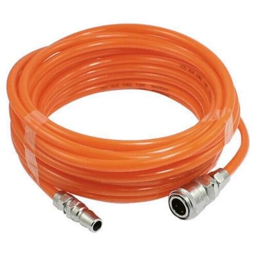 9M/10M/15M Pneumatic Polyurethane Tube Orange PU Hose Pipe 8mm x 5mm w Quick Connector