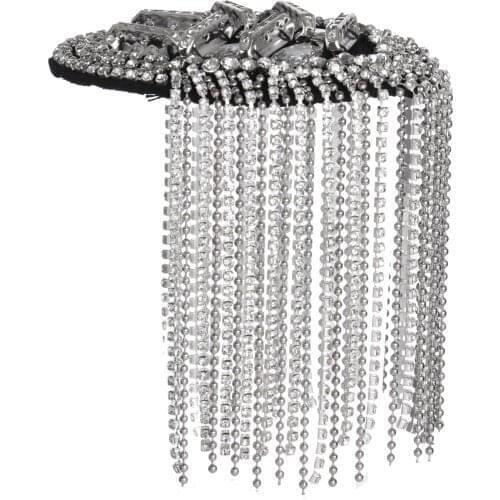 Shoulder Board Metal Tassel Chain Shoulder Pad Brooch Vintage Punk Rivet Epaulette Shoulder Badges Pin Fashion Evening Party Dec