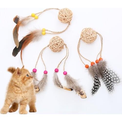 Rattan Ball Pet Toys Feather Toys Open Cat Hunting Mode For Cat Accessories Dog Toys Rattan Ball Toy Stuffed Toys Pet Products