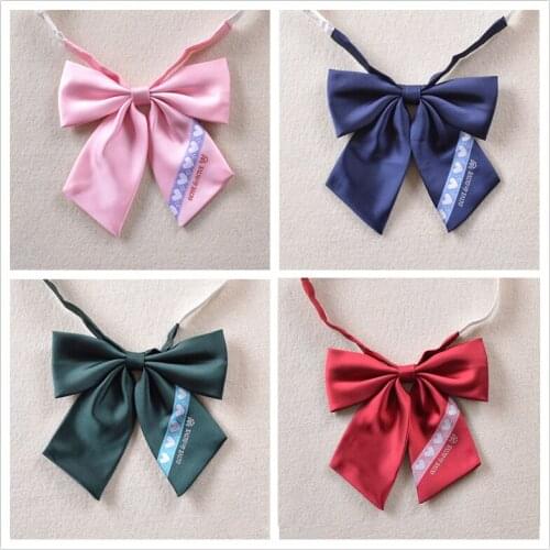 Heart Letters Emboridery Preppy Style Women British Japanese School Girls JK Uniform Bow Tie Students Neck Tie Cosplay 4 Colors