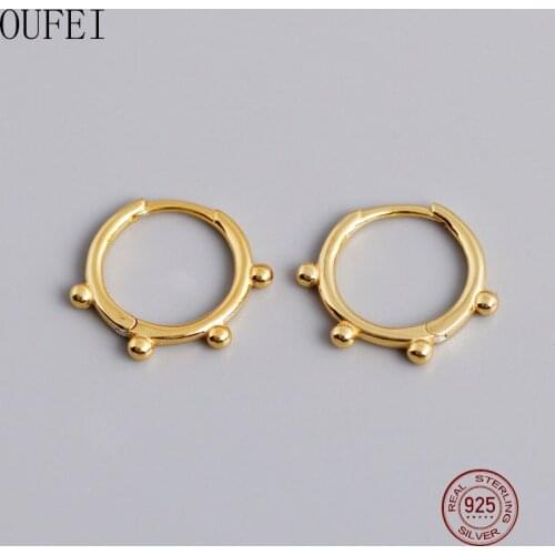 OUFEI 925 Sterling Silver Small Hoop Earrings Korean Fashion Round Circle Earrings for Women Simple Lovely Jewelry EH1077