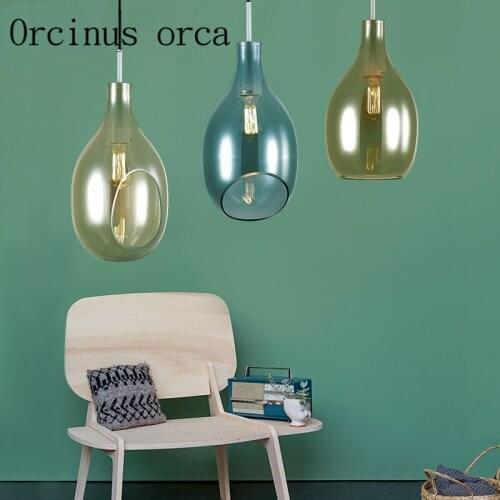 Modern minimalist Nordic chandelier restaurant bar desk lamp vintage one head glass lamp