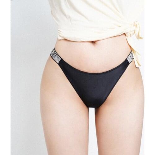 Size S-XL Rhinestones letter Sexy Thongs Women Panties Diamonds G-string Thong Shorts Briefs Sports Low Waist T-back Fitness