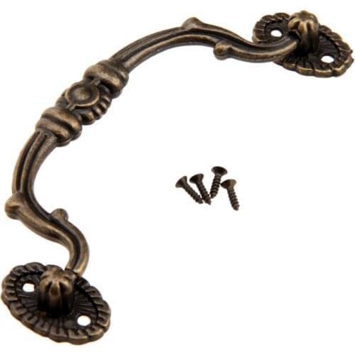 1pc Pull Handle Iron Knob Vintage Cabinet Door Knob screws Cupboard Drawer Wardrobe 12.5x5cm Antique Bronze Furniture Hardware