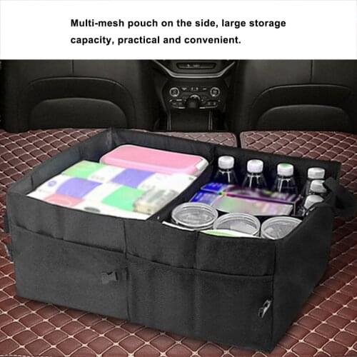 Car Trunk Box Foldable Storage Organizer Home Office Oxford Folding Storage Box Portable Home Holder with Mesh Pockets
