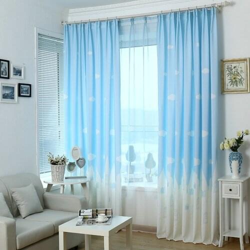 Pink Blue Color Curtains Castle White Clouds Window Kids Cartoon Curtains for Children ' Bedroom Living Roon Kitchen