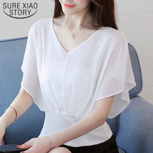 2019 ladies tops white shirt blouse Short Ruffles Polka Dot shirt Korean fashion clothing harajuku chiffon blouse 3097 50