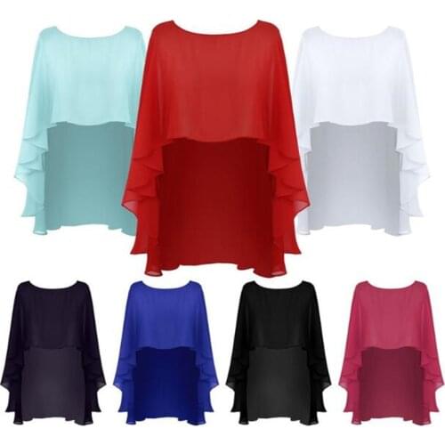 2020 Women Shrug Summer Chiffon Bolero Ladies Solid Color Cover-up Chiffon Jacket High Low