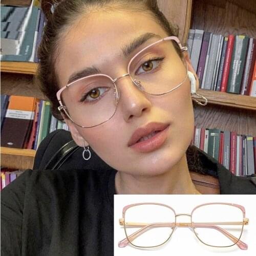 Pink Frame Female Cute Glasses Modern Design Optics Degree Glasses Frame Anti-blue Lens Eyewear Women Fashion Decorative Glasses