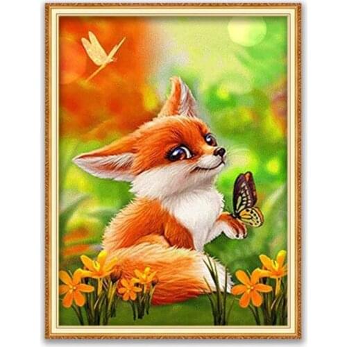 Animal Fox DIY Embroidery 11CT Cross Stitch Kits Craft Needlework Set Cotton Thread Printed Canvas Home Decoration Living Room