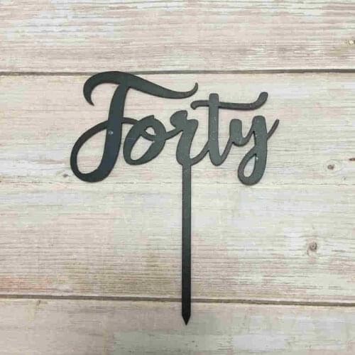 5pc forty cake topper age 40th birthday acrylic cake topper