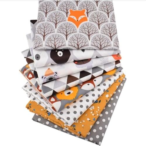 8pcs fox bear cotton twill printing fabric DIY hand patchwork Sewing Quilting Material For Baby&Child pure cotton fabric