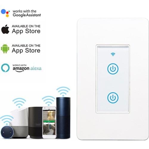 10A American Standard Wifi Remote Control Mobile Phone Voice Timing Touch Screen Wifi 2-Way Dual-Control Smart Switch