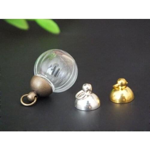 Free ship!! 30pcs16mm Small ball shape glass globe With 3 color can choose cap,glass globe necklace jewelry pendant