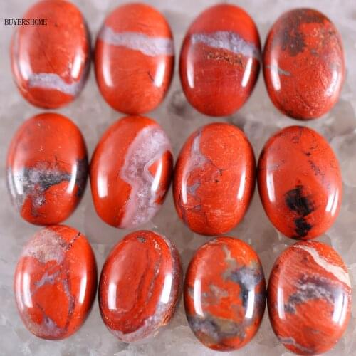 BUYERSHOME 10Pcs 13x18MM Natural Stone Breciated Jaspe No Drilled Hole Oval Cabochon CAB Bead For DIY Jewelry Making Ring K1611